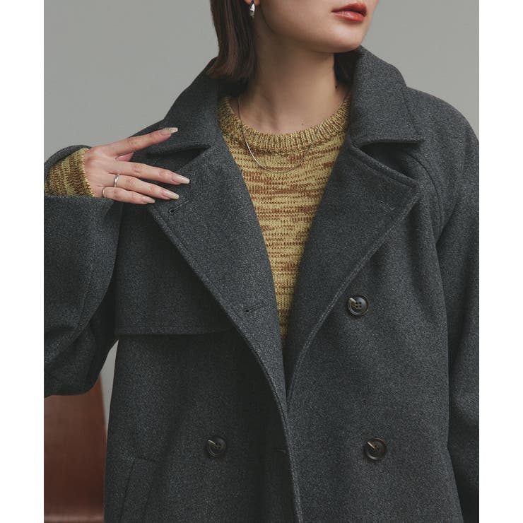 【2025AW新作】フェイクウールショートトレンチコート | ad thie | 詳細画像45 