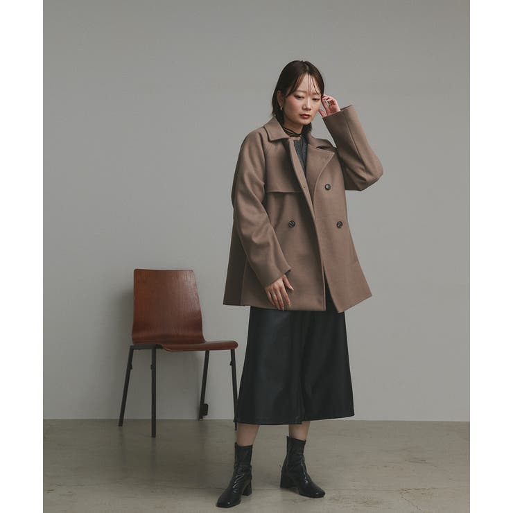 【2025AW新作】フェイクウールショートトレンチコート | ad thie | 詳細画像48 
