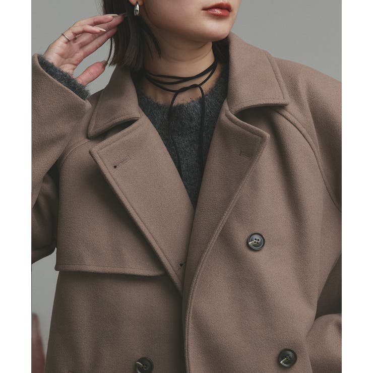 【2025AW新作】フェイクウールショートトレンチコート | ad thie | 詳細画像56 