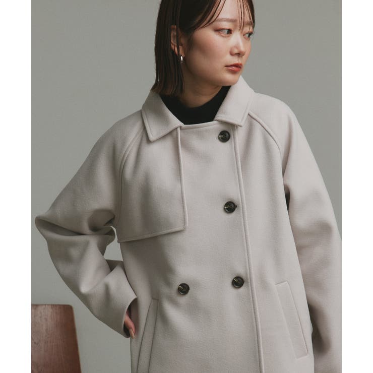 【2025AW新作】フェイクウールショートトレンチコート | ad thie | 詳細画像7 