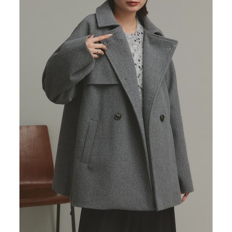 モクグレー | 【2025AW新作】フェイクウールショートトレンチコート | ad thie