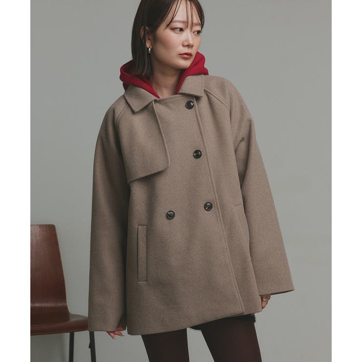 モクべージュ | 【2025AW新作】フェイクウールショートトレンチコート | ad thie