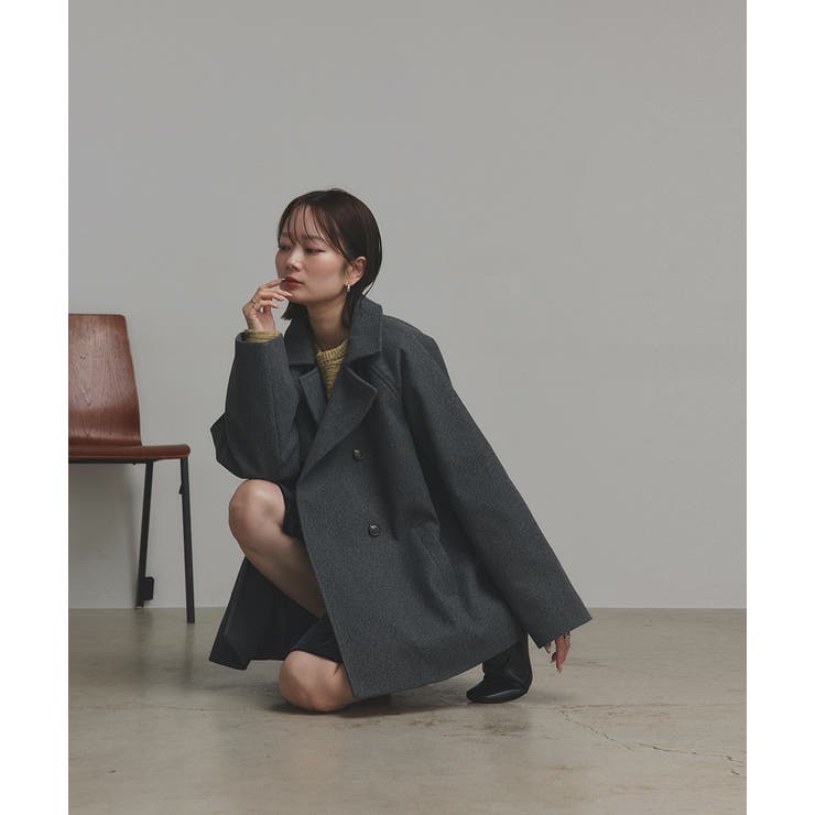 チャコール | 【2025AW新作】フェイクウールショートトレンチコート | ad thie