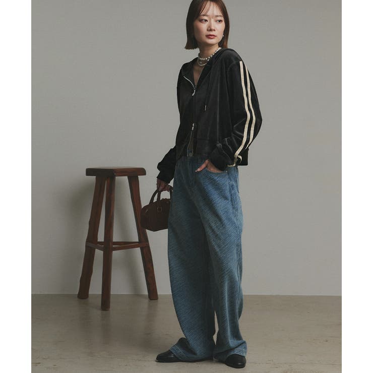 サイドラインジップベロアパーカー | ad thie | 詳細画像12 