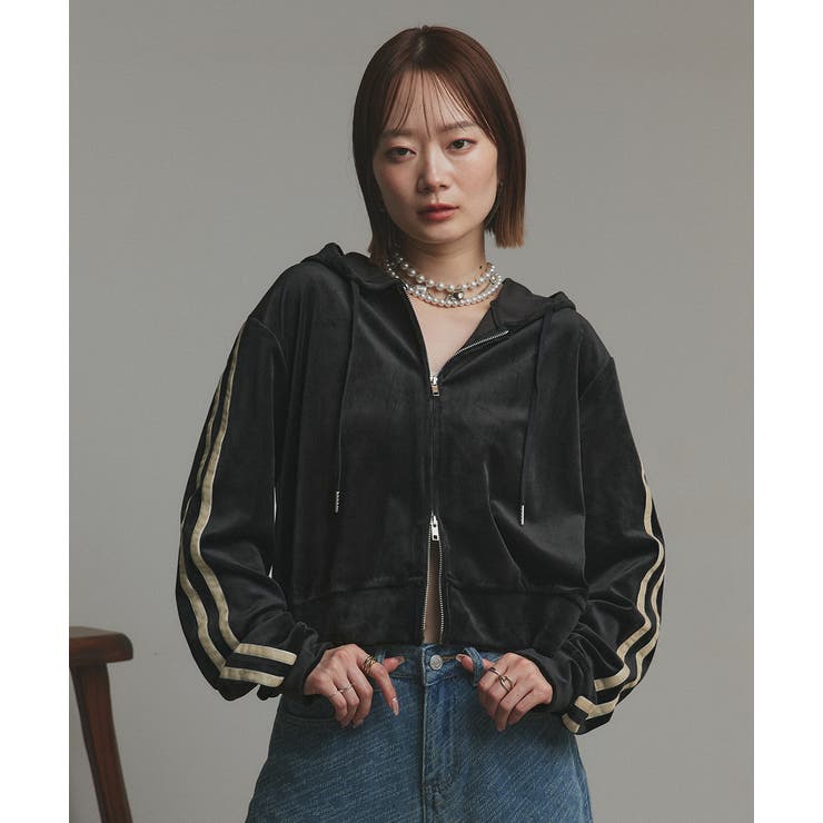 サイドラインジップベロアパーカー | ad thie | 詳細画像13 