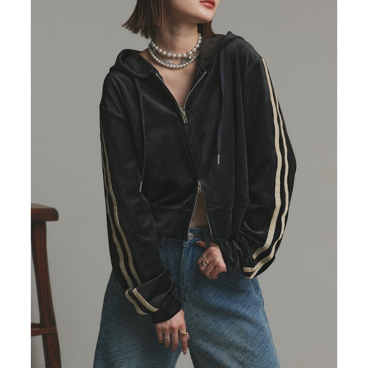 サイドラインジップベロアパーカー | ad thie | 詳細画像14 