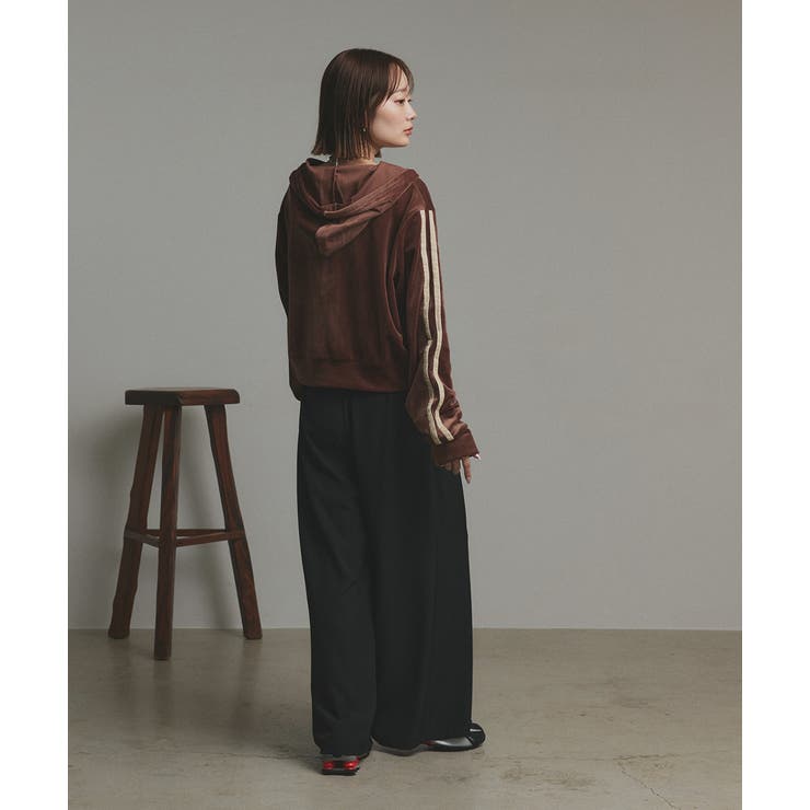 2025AW新作】サイドラインジップベロアパーカー[品番：ADEW0005069