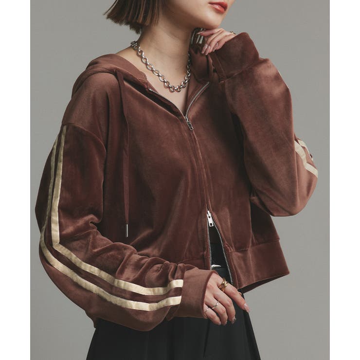 サイドラインジップベロアパーカー | ad thie | 詳細画像17 