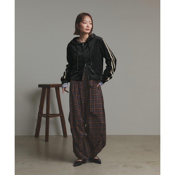 2025AW新作】サイドラインジップベロアパーカー[品番：ADEW0005069