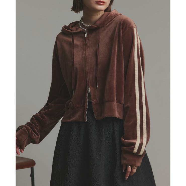 サイドラインジップベロアパーカー | ad thie | 詳細画像24 