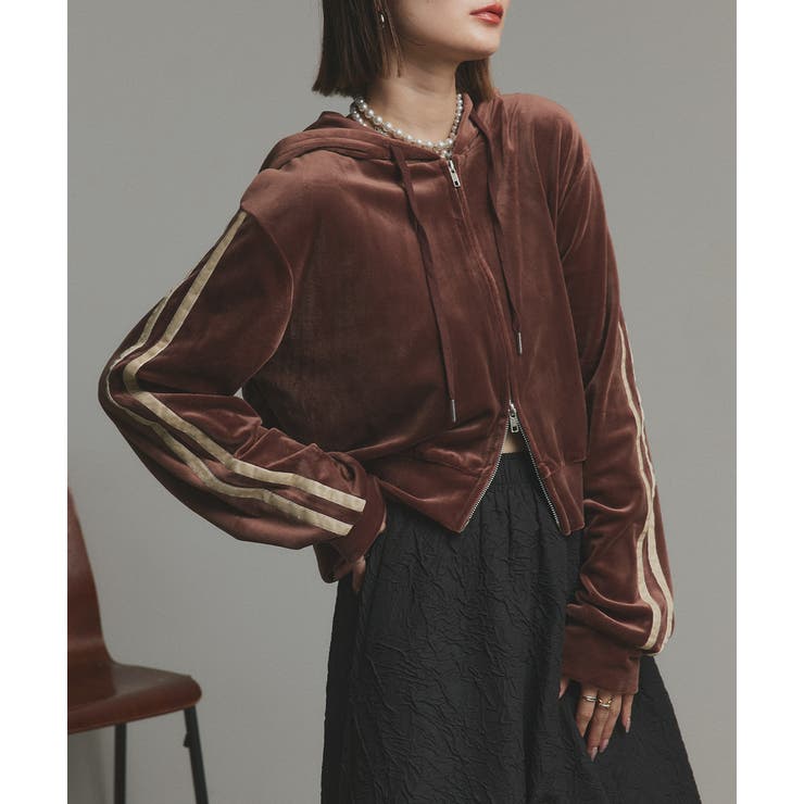 サイドラインジップベロアパーカー | ad thie | 詳細画像28 