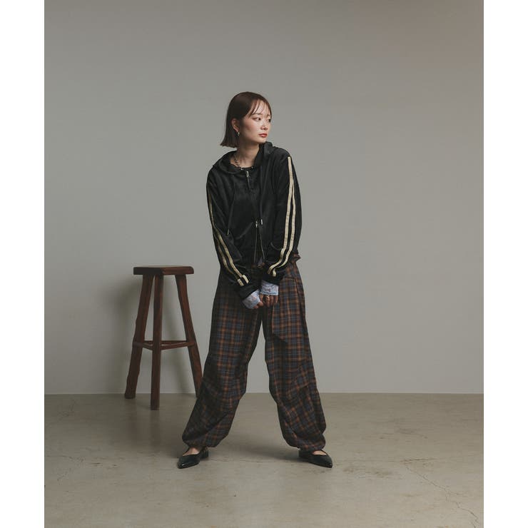 サイドラインジップベロアパーカー | ad thie | 詳細画像5 