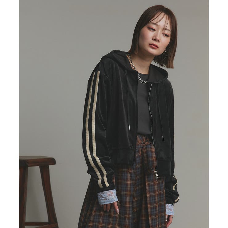 サイドラインジップベロアパーカー | ad thie | 詳細画像6 