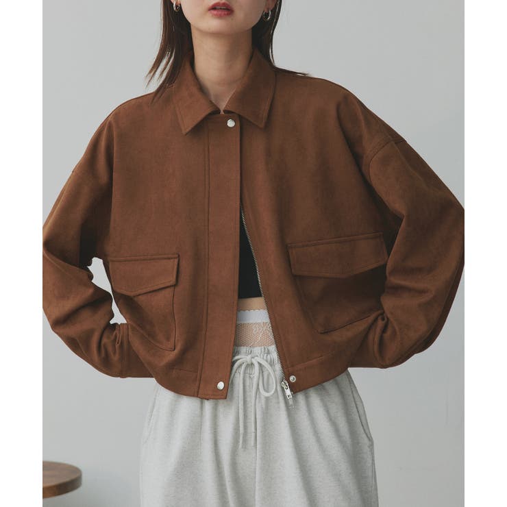 2025AW新作】ルーズスエードクロップドブルゾン[品番：ADEW0005039