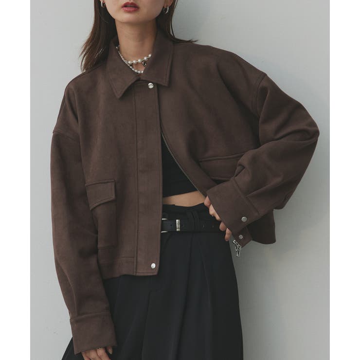 ダークブラウン | ルーズスエードクロップドブルゾン | ad thie