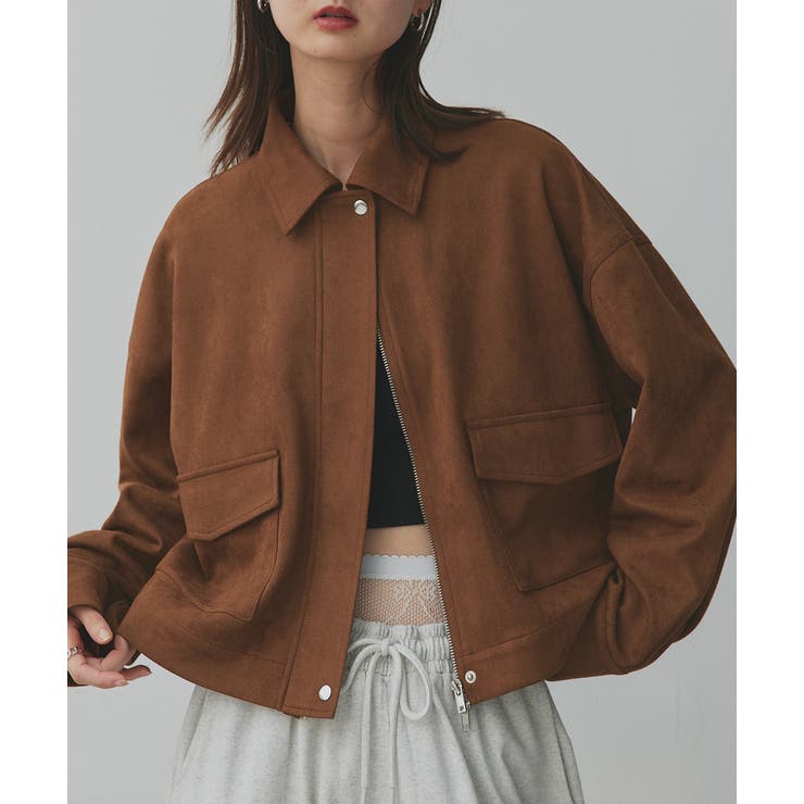 2025AW新作】ルーズスエードクロップドブルゾン[品番：ADEW0005039