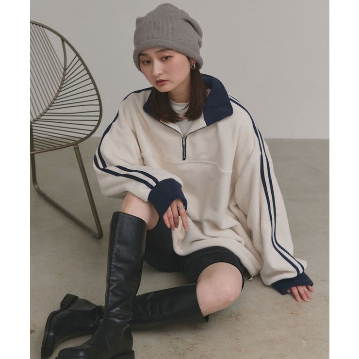 【2025AW新作】サイドラインハーフジップフリースプルオーバー | ad thie | 詳細画像10 