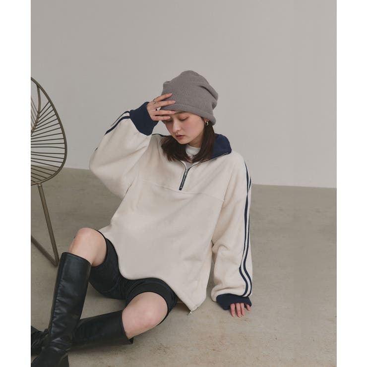 【2025AW新作】サイドラインハーフジップフリースプルオーバー | ad thie | 詳細画像11 