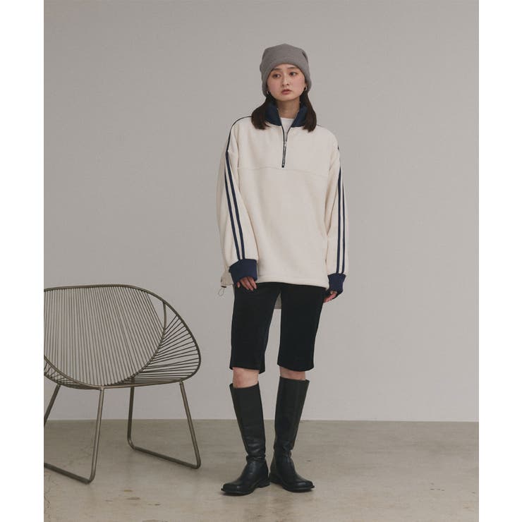 【2025AW新作】サイドラインハーフジップフリースプルオーバー | ad thie | 詳細画像2 