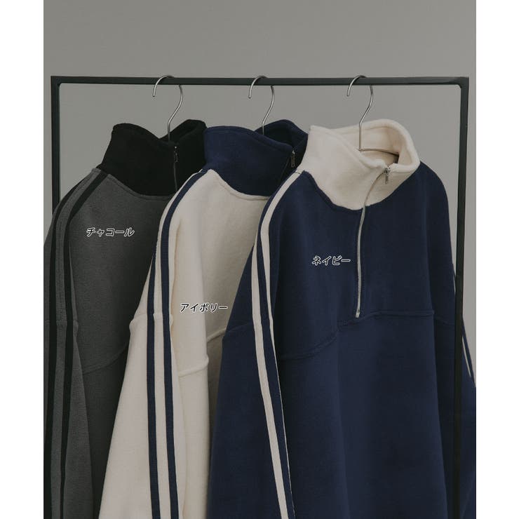 【2025AW新作】サイドラインハーフジップフリースプルオーバー | ad thie | 詳細画像32 