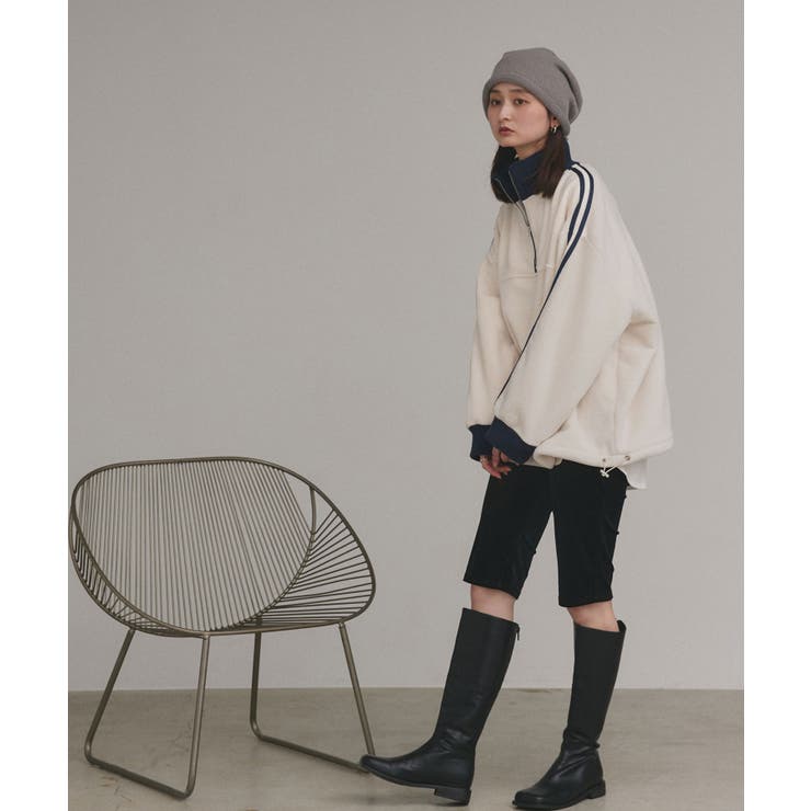 【2025AW新作】サイドラインハーフジップフリースプルオーバー | ad thie | 詳細画像4 