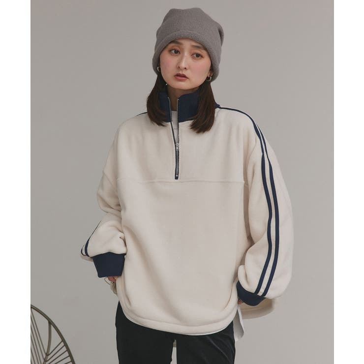【2025AW新作】サイドラインハーフジップフリースプルオーバー | ad thie | 詳細画像5 