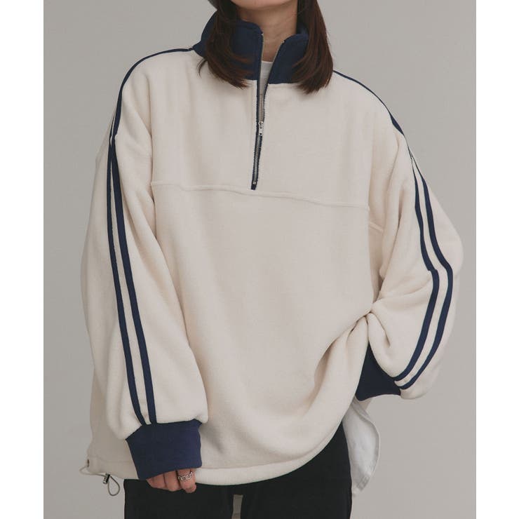【2025AW新作】サイドラインハーフジップフリースプルオーバー | ad thie | 詳細画像6 
