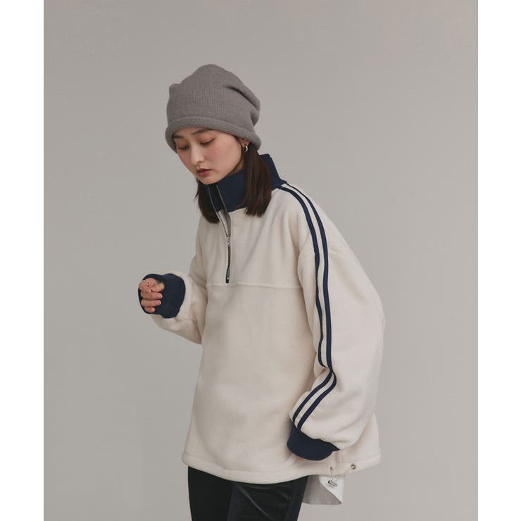 【2025AW新作】サイドラインハーフジップフリースプルオーバー | ad thie | 詳細画像7 