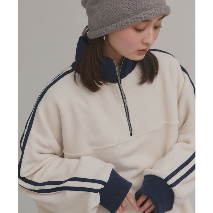 【2025AW新作】サイドラインハーフジップフリースプルオーバー | ad thie | 詳細画像9 