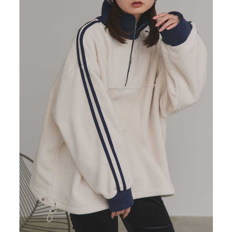 アイボリー | 【2025AW新作】サイドラインハーフジップフリースプルオーバー | ad thie