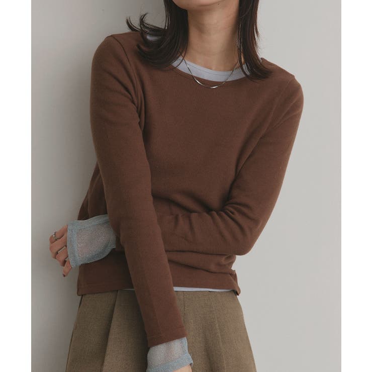 ブラウン×クルーネック | 【2025AW新作】アソート 起毛リブトップス	 | ad thie