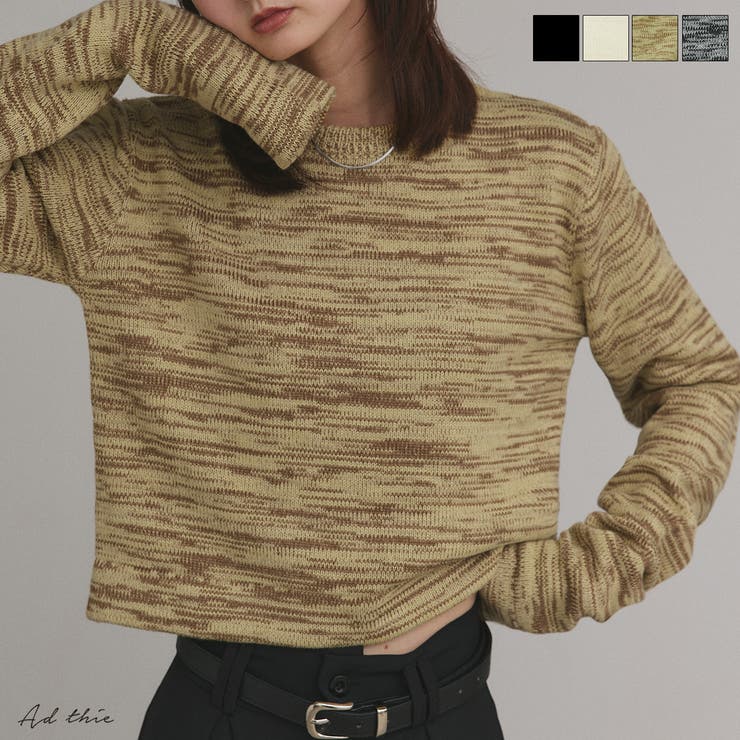 【2025AW新作】ショート丈ミックスニットプルオーバー | ad thie | 詳細画像1 