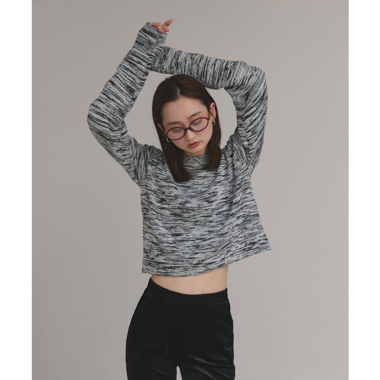 【2025AW新作】ショート丈ミックスニットプルオーバー | ad thie | 詳細画像23 