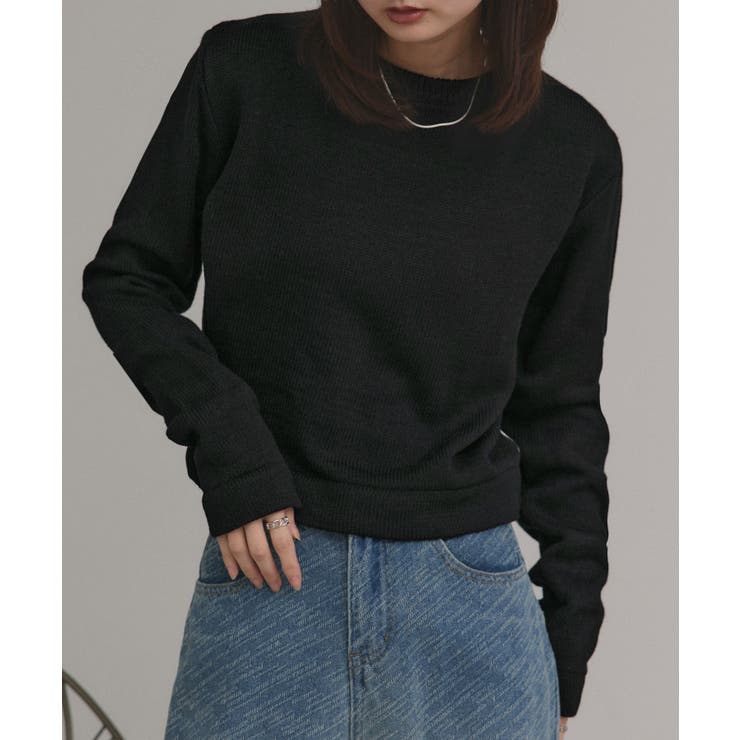 【2025AW新作】ショート丈ミックスニットプルオーバー | ad thie | 詳細画像4 