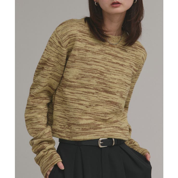 ライトグリーン | 【2025AW新作】ショート丈ミックスニットプルオーバー | ad thie