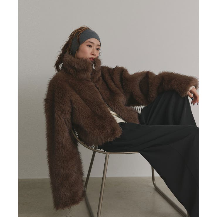 【2025AW新作】ショート丈スタンドカラーフェイクファージャケット | ad thie | 詳細画像10 