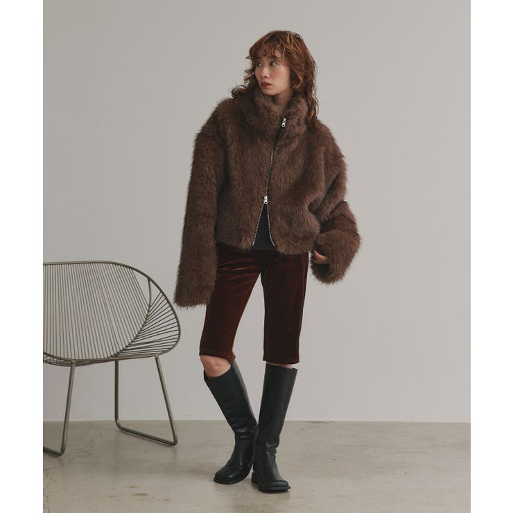 【2025AW新作】ショート丈スタンドカラーフェイクファージャケット | ad thie | 詳細画像11 