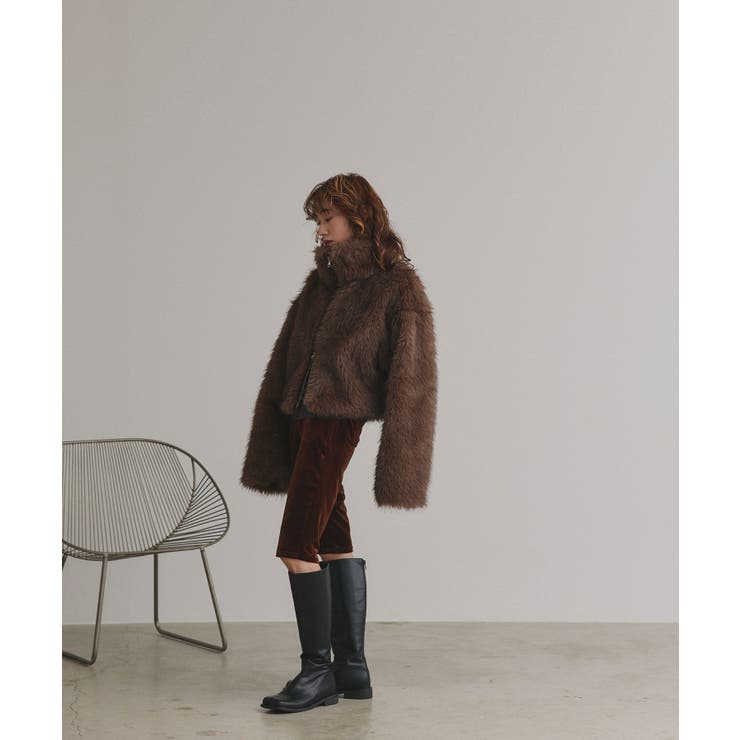 【2025AW新作】ショート丈スタンドカラーフェイクファージャケット | ad thie | 詳細画像12 