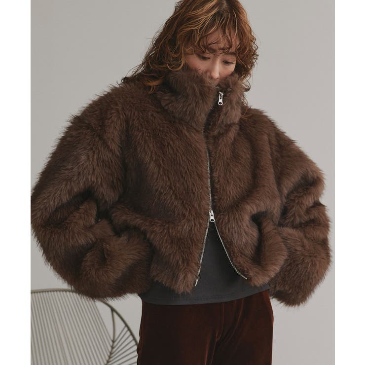 【2025AW新作】ショート丈スタンドカラーフェイクファージャケット | ad thie | 詳細画像13 