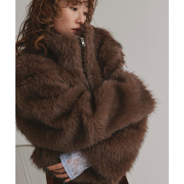 【2025AW新作】ショート丈スタンドカラーフェイクファージャケット | ad thie | 詳細画像14 