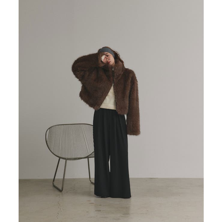 【2025AW新作】ショート丈スタンドカラーフェイクファージャケット | ad thie | 詳細画像2 