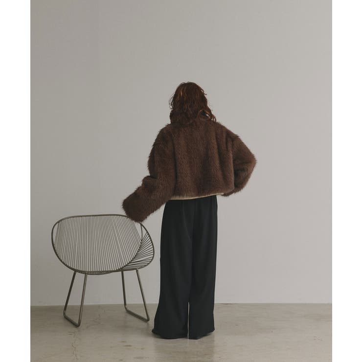 【2025AW新作】ショート丈スタンドカラーフェイクファージャケット | ad thie | 詳細画像4 