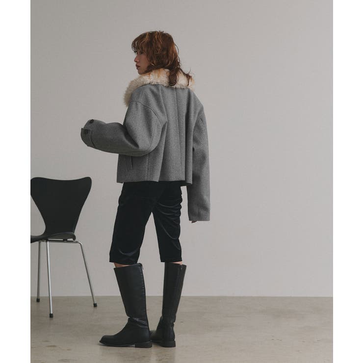 【2025AW新作】ファーカラーフェイクウールジャケット | ad thie | 詳細画像10 