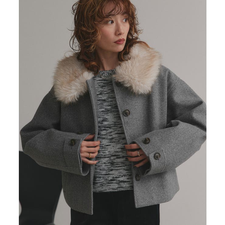 【2025AW新作】ファーカラーフェイクウールジャケット | ad thie | 詳細画像11 