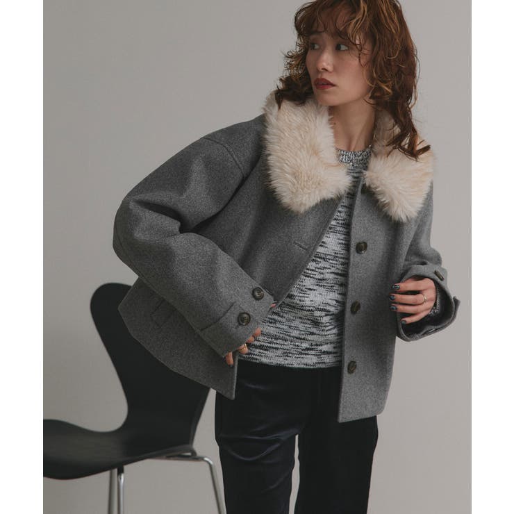 【2025AW新作】ファーカラーフェイクウールジャケット | ad thie | 詳細画像12 