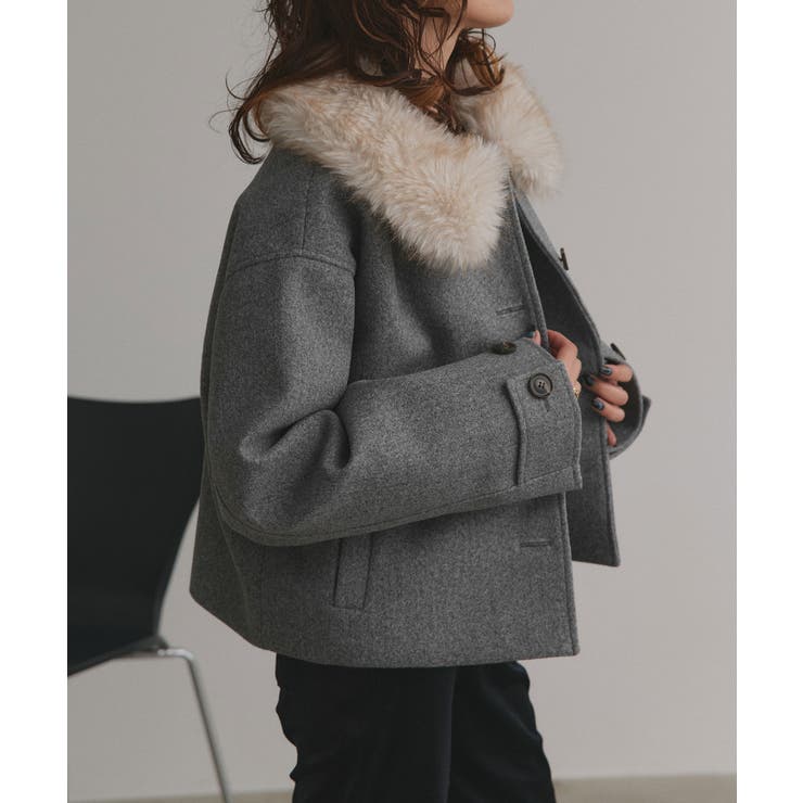 【2025AW新作】ファーカラーフェイクウールジャケット | ad thie | 詳細画像13 