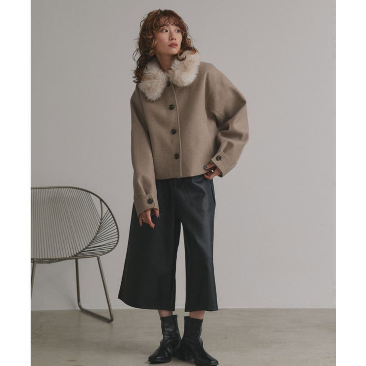 【2025AW新作】ファーカラーフェイクウールジャケット | ad thie | 詳細画像14 