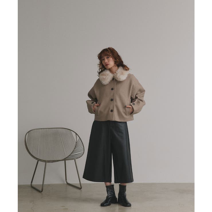 【2025AW新作】ファーカラーフェイクウールジャケット | ad thie | 詳細画像15 