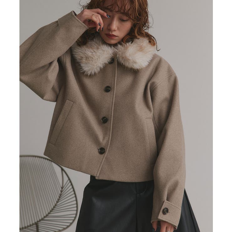 【2025AW新作】ファーカラーフェイクウールジャケット | ad thie | 詳細画像17 