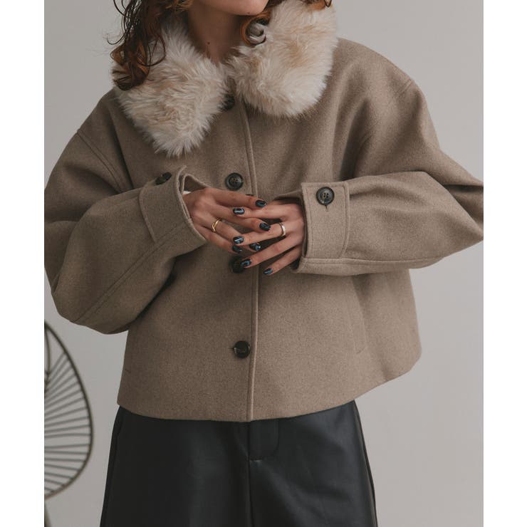 【2025AW新作】ファーカラーフェイクウールジャケット | ad thie | 詳細画像18 